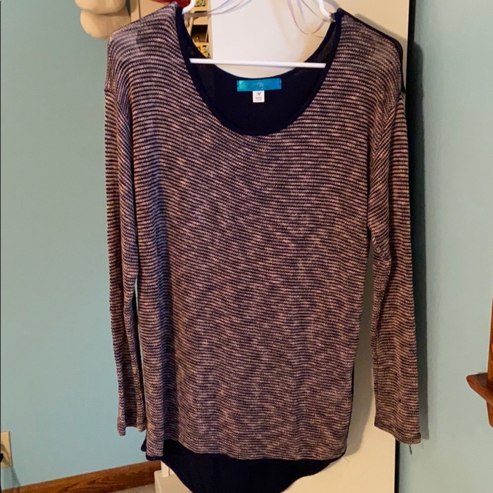 Two-Tone Sweater | Navy & Pale Pink